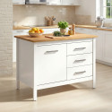 &Icirc;lot central de cuisine contemporain 1P/3T blanc/ch&ecirc;ne Mylena