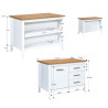 Îlot central de cuisine contemporain 1P/3T blanc/chêne Mylena