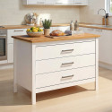 &Icirc;lot central de cuisine contemporain 3T blanc/ch&ecirc;ne Mylena