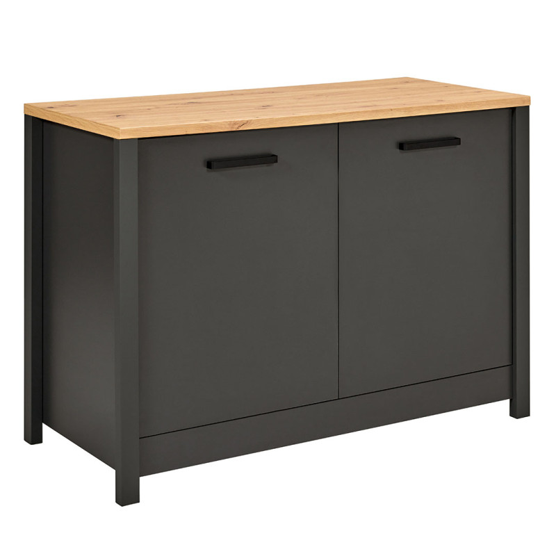 Meuble sous évier de cuisine contemporain chêne/anthracite Mylena Anthracite/chêne — Anthracite — vue 3