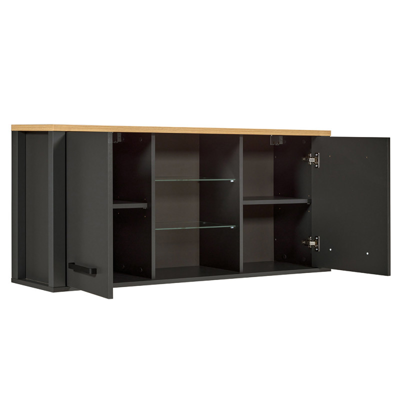 Meuble haut de cuisine contemporain chêne/anthracite Mylena Anthracite/chêne — Anthracite — vue 4
