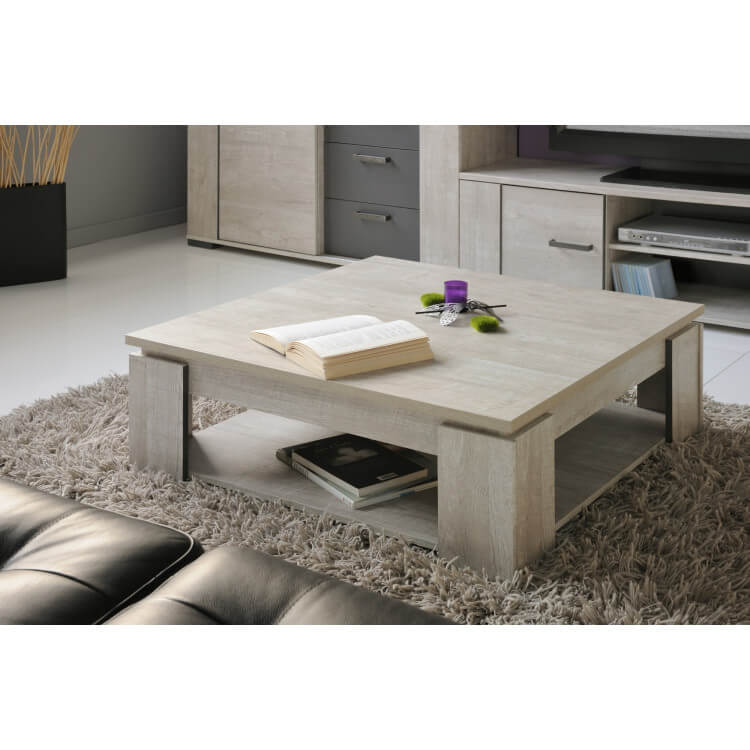 Table basse carrée contemporaine gris loft Cesario | Matelpro