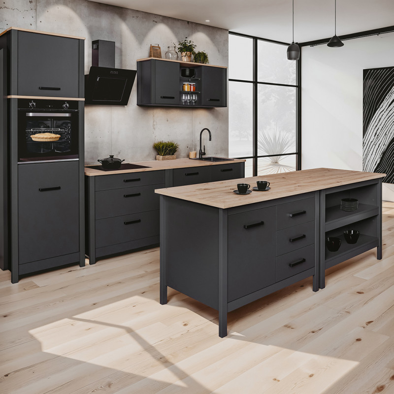 Surmeuble de cuisine contemporain chêne/anthracite Mylena Anthracite/chêne — Anthracite