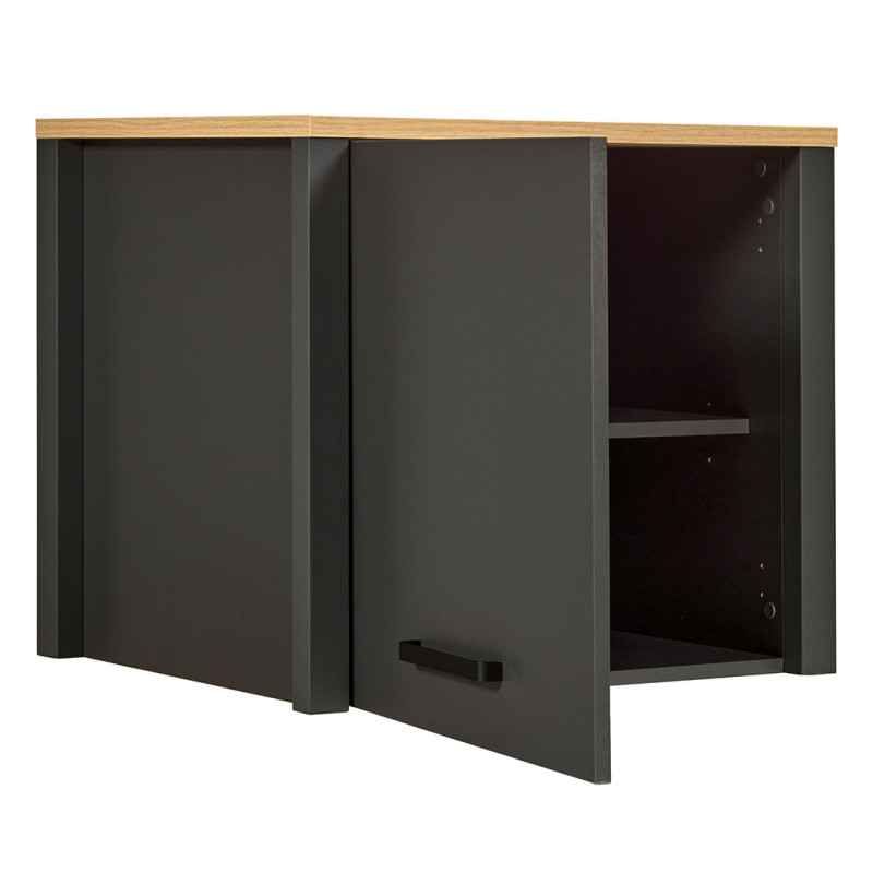 Surmeuble de cuisine contemporain chêne/anthracite Mylena Anthracite/chêne — Anthracite — vue 4