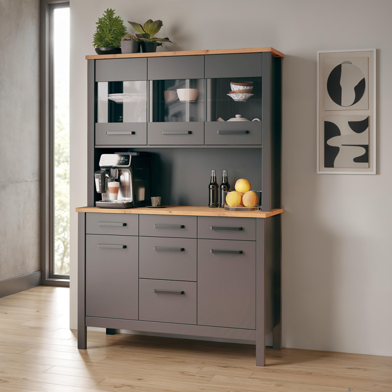 Buffet de cuisine contemporain chêne/anthracite Mylena Anthracite/chêne — Anthracite