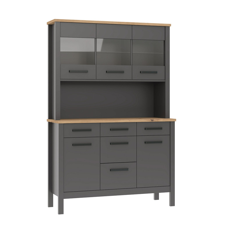 Buffet de cuisine contemporain chêne/anthracite Mylena Anthracite/chêne — Anthracite — vue 3