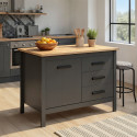 &Icirc;lot central de cuisine contemporain 1P/3T anthracite/ch&ecirc;ne Mylena