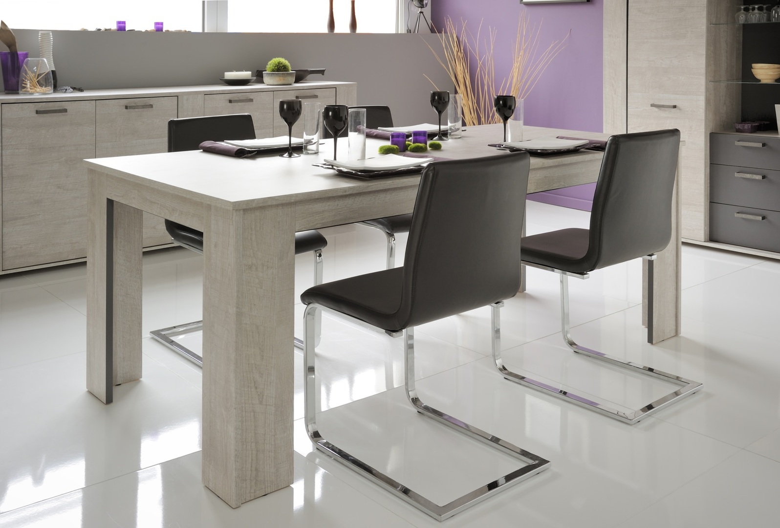 Table de salle à manger rectangulaire gris loft/gris ombre Cesario 