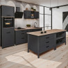Îlot central de cuisine contemporain 3T anthracite/chêne Mylena