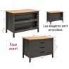 Îlot central de cuisine contemporain 3T anthracite/chêne Mylena