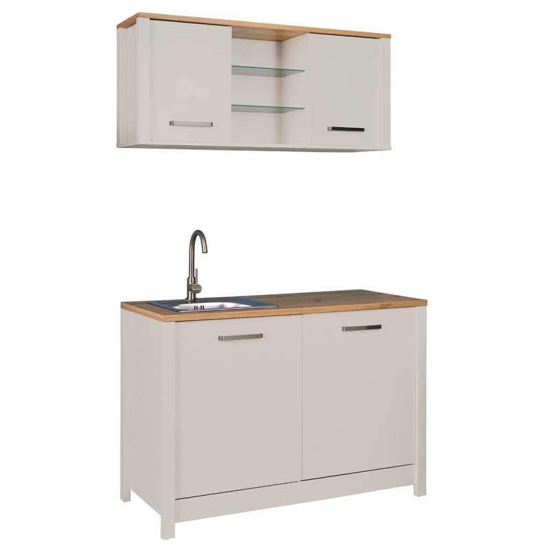 Kitchenette 2 éléments contemporaine chêne/cachemire Mylena Chêne/cachemire — Chêne — vue 3