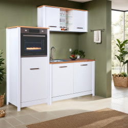 Kitchenette 3 éléments contemporaine blanc/chêne Mylena