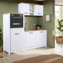 Kitchenette 3 &eacute;l&eacute;ments contemporaine blanc/ch&ecirc;ne Mylena