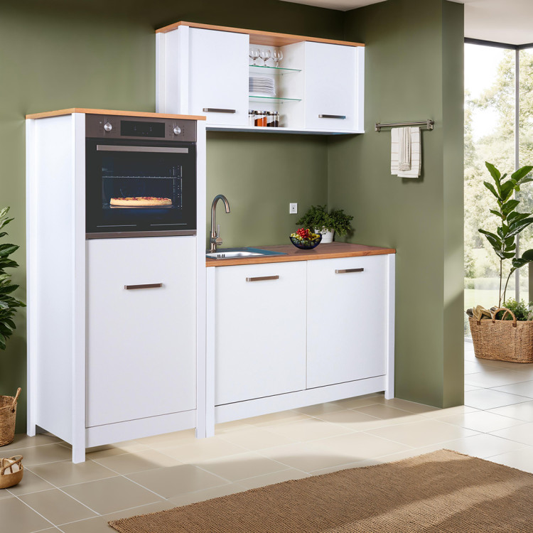 Kitchenette 3 éléments contemporaine blanc/chêne Mylena