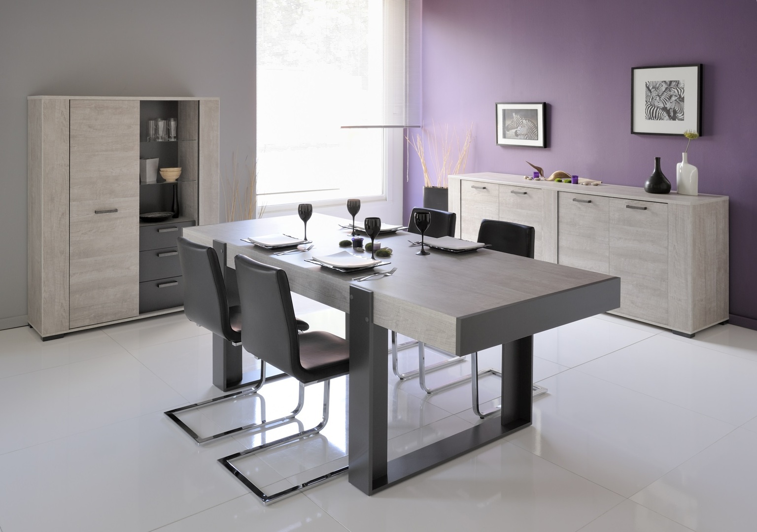 Table de salle à manger rectangulaire gris loft/gris ombre Cesario 2