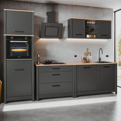 Bloc cuisine 5 éléments contemporain chêne/anthracite Mylena
