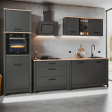 Bloc cuisine 5 &eacute;l&eacute;ments contemporain ch&ecirc;ne/anthracite Mylena