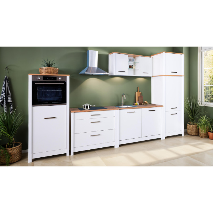 Cuisine complète contemporaine 6 éléments blanc/chêne Mylena