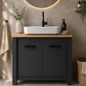 Meuble sous lavabo moderne anthracite/ch&ecirc;ne Venitia