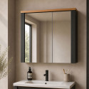 Armoire de toilette moderne anthractie/ch&ecirc;ne Venitia