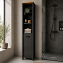 Colonne de salle de bain 1P moderne anthracite/ch&ecirc;ne Venitia