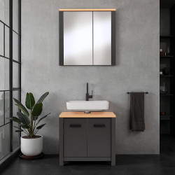 Ensemble salle de bain moderne 2 éléments anthracite/chêne Venitia