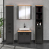 Ensemble salle de bain moderne 4 éléments anthracite/chêne Venitia