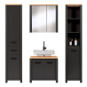 Ensemble salle de bain moderne 4 éléments anthracite/chêne Venitia