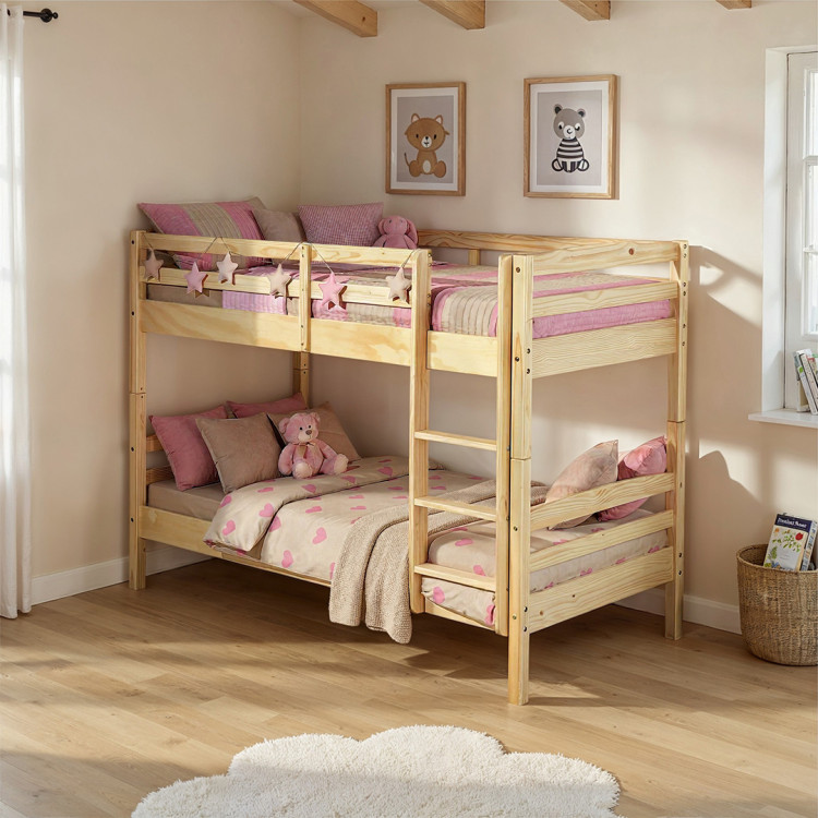 Lits superposés enfant style nature en pin massif naturel Rick