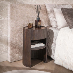 Chevet style nature en acacia massif brun Esmira