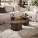 Lot de 2 tables basses rondes modernes en manguier massif Esmira