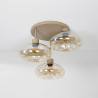 Plafonnier moderne 3 lampes métal beige/verre ambré Siria