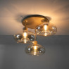 Plafonnier moderne 3 lampes métal beige/verre ambré Siria