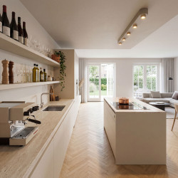 Plafonnier bar moderne 5 lampes en métal beige Siria