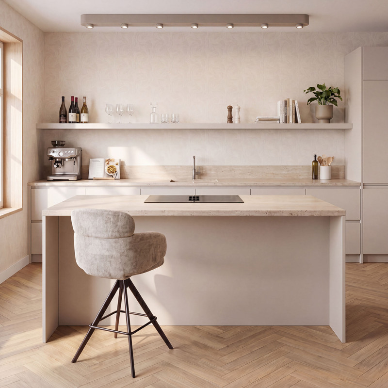 Plafonnier barre moderne 7 lampes en m&eacute;tal beige Siria