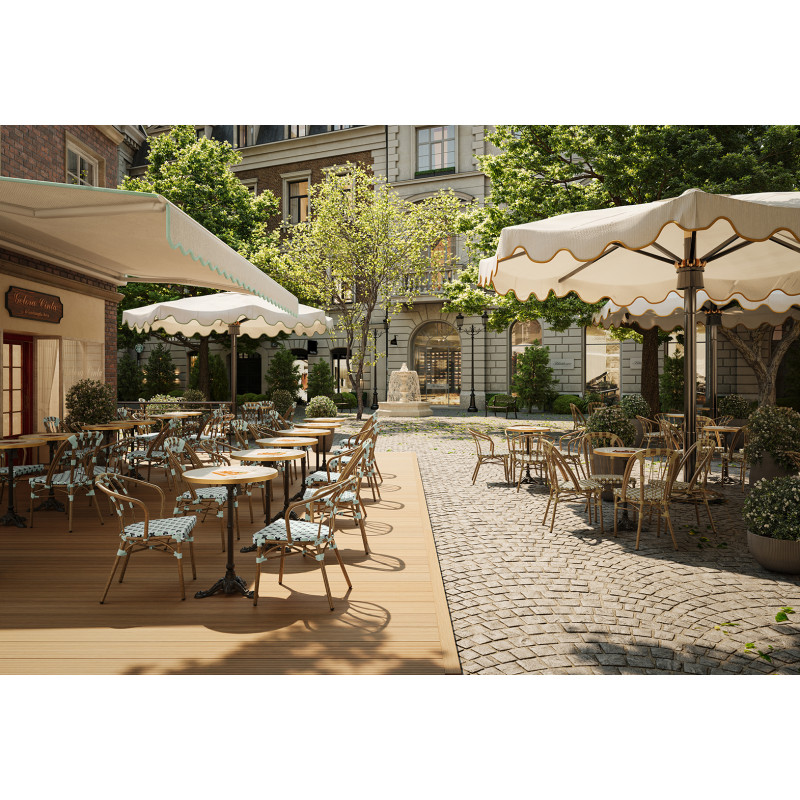 Fauteuil de bistroit empilable pour terrasse en tressage PE Tilleul