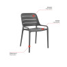 Lot de 4 fauteuils de café pour terrasse en polypropylène Sulice