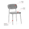 Chaise de brasserie en tissu velours Manureva (lot de 2)