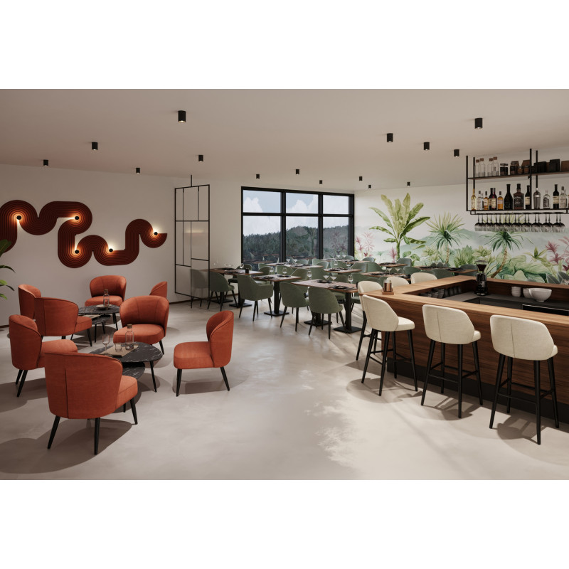 Chaise de restaurant en tissu Enzo (lot de 2) — Greige — vue 3