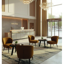 Chaise lounge de restaurant en tissu velours Olga