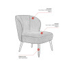 Chaise lounge de restaurant en tissu velours Olga