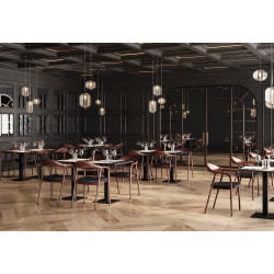 Fauteuil de bistrot en hêtre massif teiné brun Fannie (lot de 2)