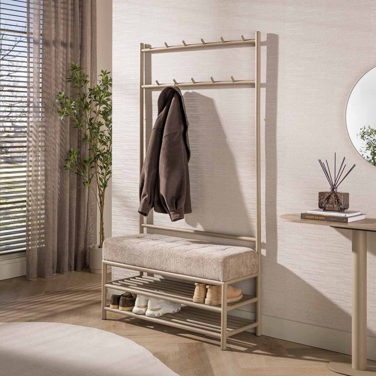 Vestiaire d'entrée industriel 100 cm en métal beige Luna