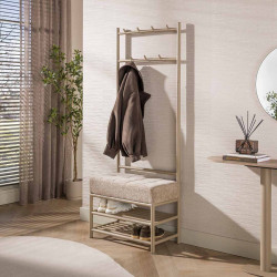 Vestiaire d'entrée industriel 70 cm en métal beige Luna