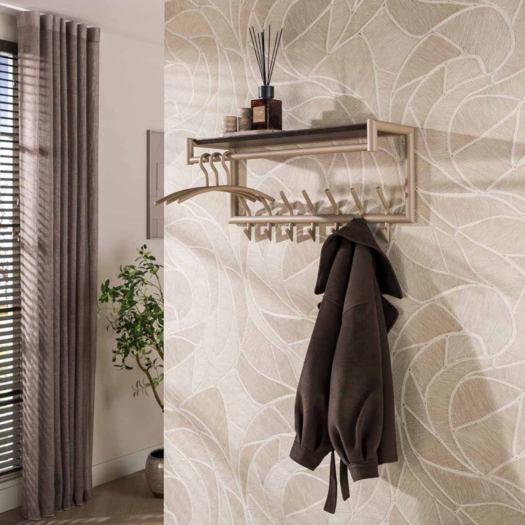 Patère murale industrielle 85 cm en métal beige Teresa