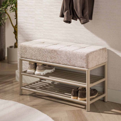 Banc d'entrée industriel 86 cm en métal beige Teresa