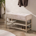 Banc d'entr&eacute;e industriel 86 cm en m&eacute;tal beige Teresa
