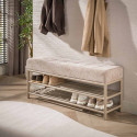Banc d'entr&eacute;e industriel 125 cm en m&eacute;tal beige Teresa