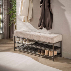 Banc d'entrée industriel 125 cm en métal bronze Teresa