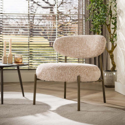 Fauteuil moderne en tissu Monti sable/brun Rudy